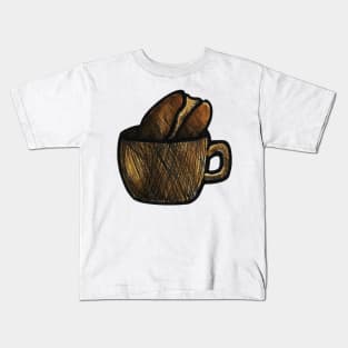 coffee bean in cup Kids T-Shirt